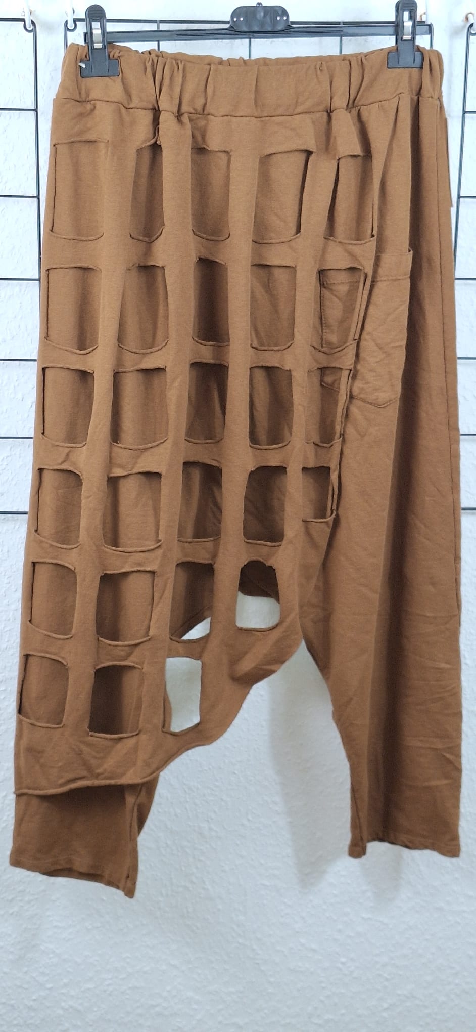 Damen Haremshose Oversize Boho mit Gitterdesign – Baumwolle Baggy Hose Übergröße 48/50 bis 52/54 – 7 Farben