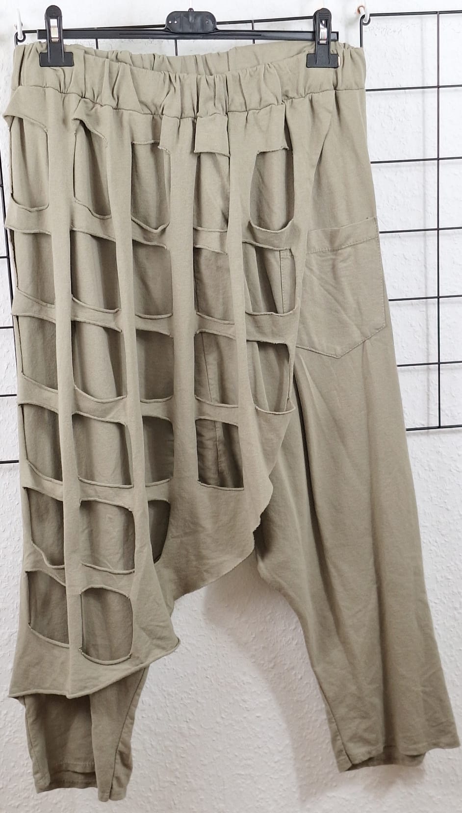 Damen Haremshose Oversize Boho mit Gitterdesign – Baumwolle Baggy Hose Übergröße 48/50 bis 52/54 – 7 Farben