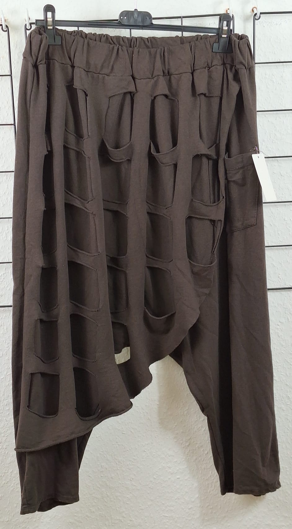 Baggy Hose Damen bis Größe 54 asymmetrisches Gitterdesign