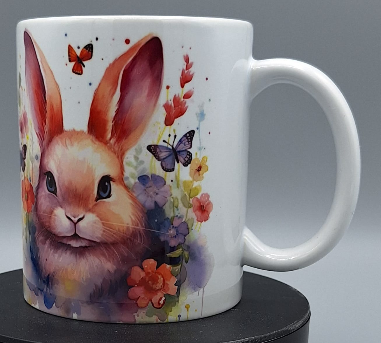 Keramiktasse 330ml mit niedlichem Aquarell Hasenmotiv