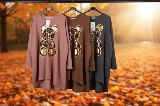 Kord Pullover Teddy Altrosa Grau Braun – Herbst