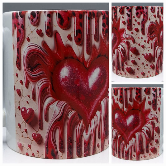Kaffeetasse mit 3D rotem Herzmotiv