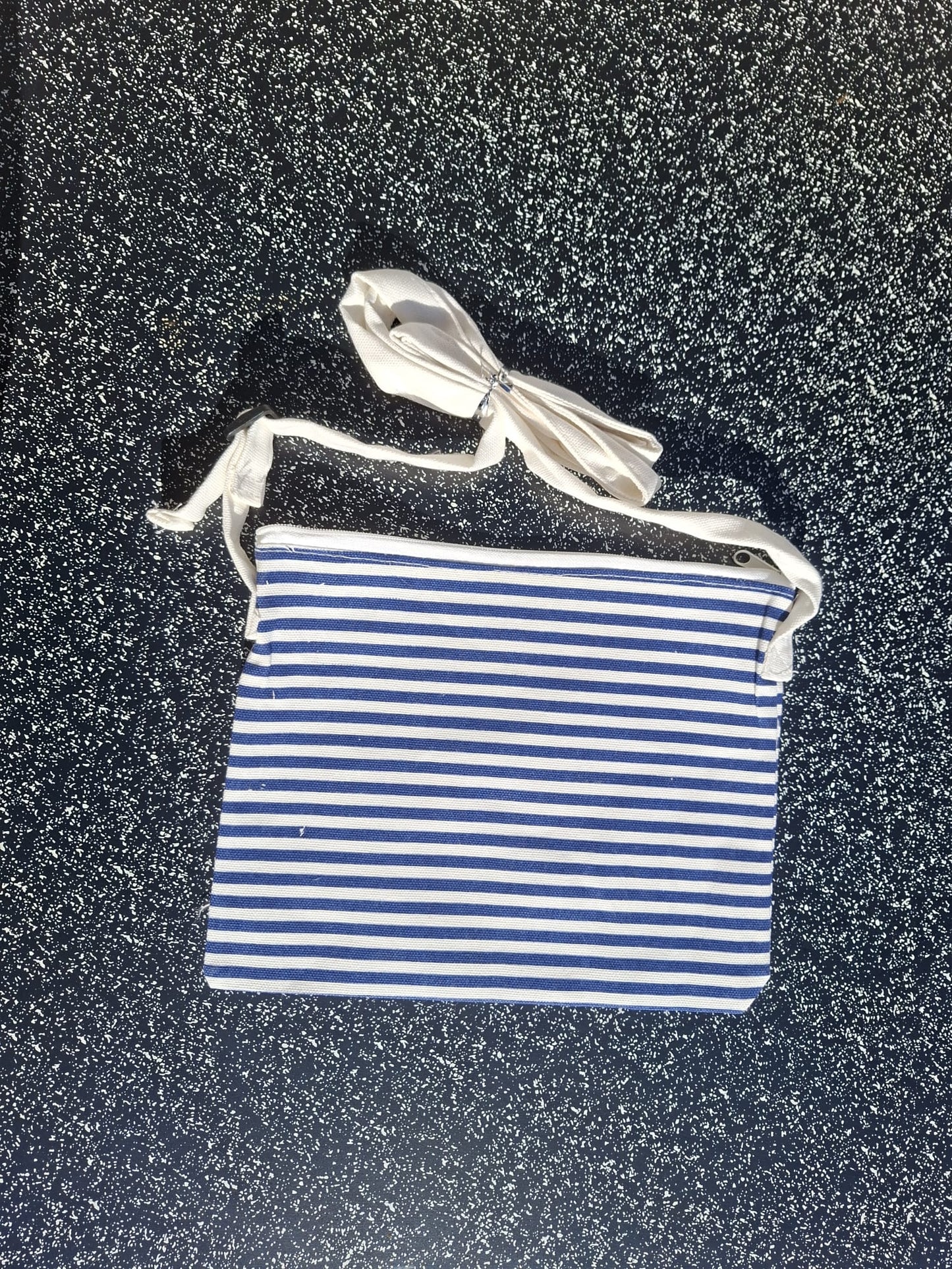 Kleine Umhängetasche Damen maritim Anker – gestreifte Baumwoll Crossbody Tasche blau weiß