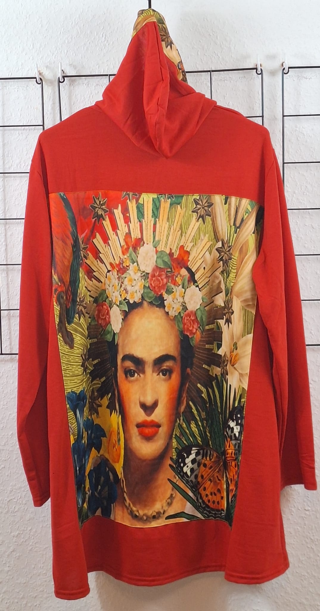 Rückansicht roter Damen Hoodie
