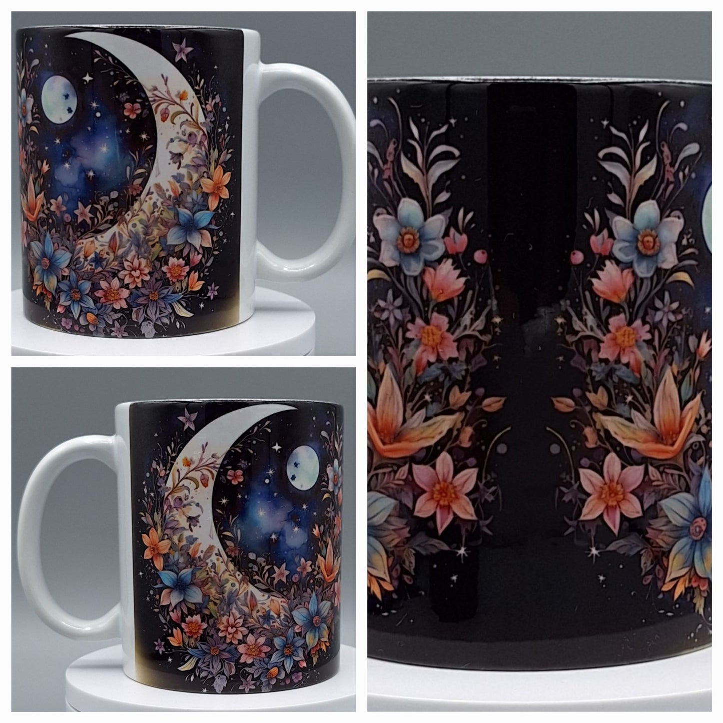 Magische Mond Tasse mit floraler Galaxie 330ml
