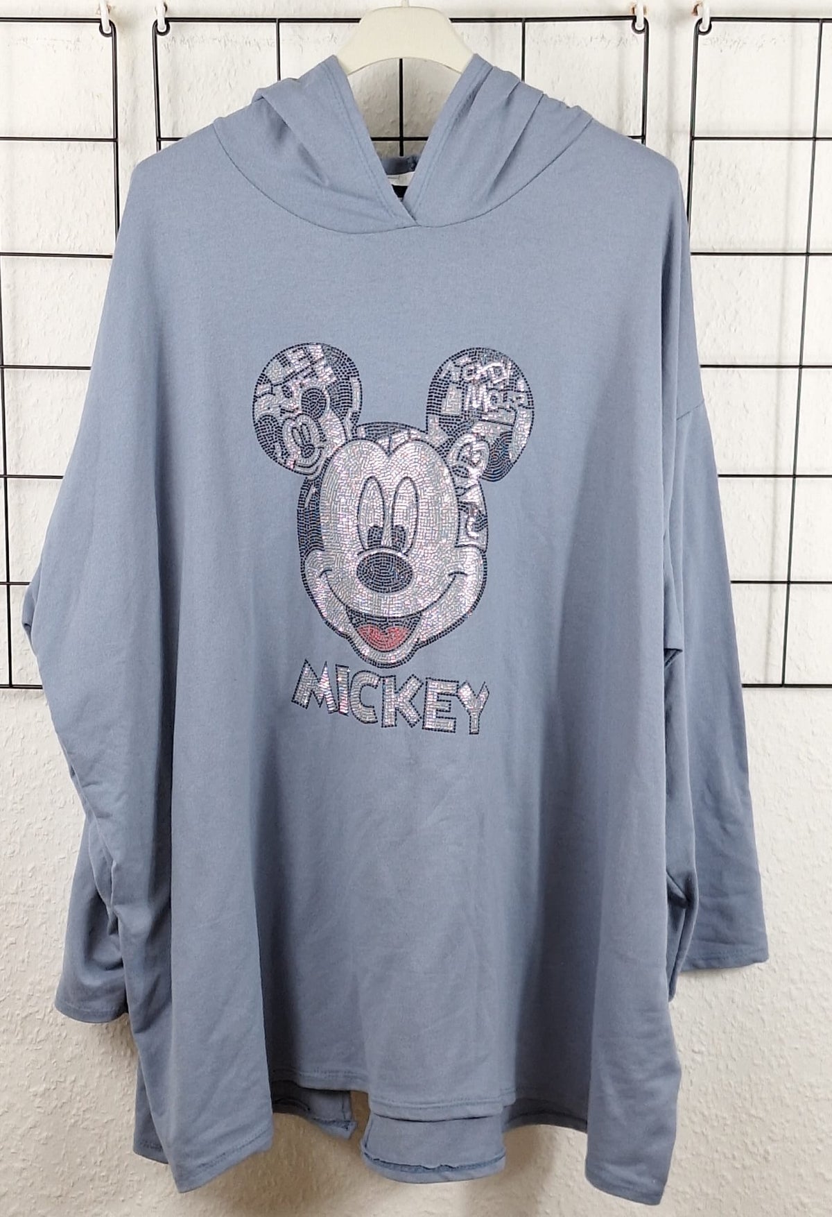 Blauer Hoodie mit Maus-Motiv in großen Größen aus Baumwolle