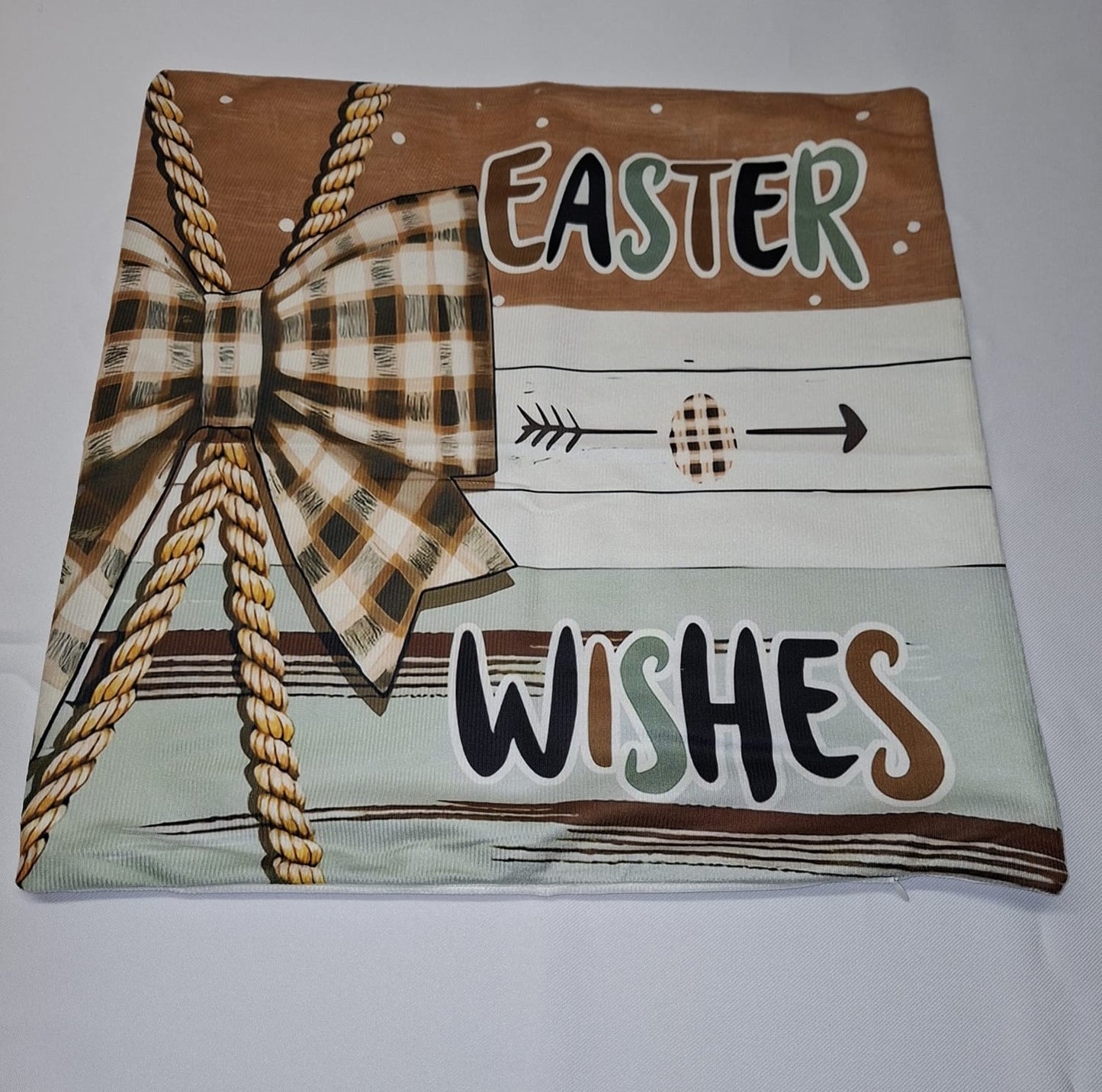Osterkissen 40x40 cm mit Easter Wishes Motiv in Naturtönen