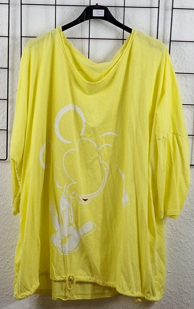 Oversize Damen Shirt gelb mit Schnürung vorne große Größen