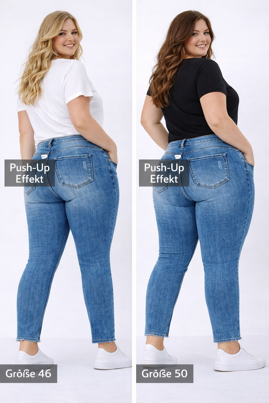 Damen Push Up Jeans Blau Rückseite Po Effekt Größe 46 und 50

